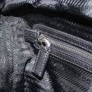 PRADA Boston Bag Leather Black Silver Auth 189156SAV-24