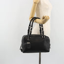 PRADA Boston Bag Leather Black Silver Auth 189156SAV-26