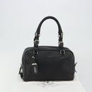 PRADA Boston Bag Leather Black Silver Auth 189156SAV-12