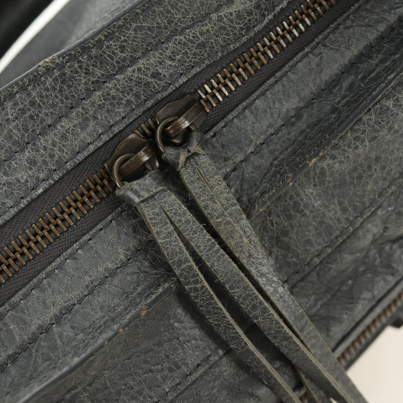 BALENCIAGA The Town Hand Bag Leather 2way Gray 240579 Auth 189158SAM