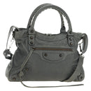 BALENCIAGA The Town Hand Bag Leather 2way Gray 240579 Auth 189158SAM-1