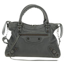 BALENCIAGA The Town Hand Bag Leather 2way Gray 240579 Auth 189158SAM-13