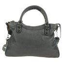 BALENCIAGA The Town Hand Bag Leather 2way Gray 240579 Auth 189158SAM-2