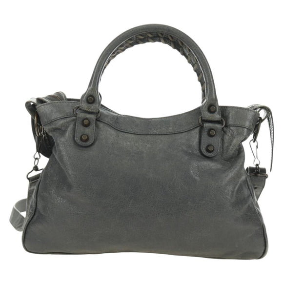 BALENCIAGA The Town Hand Bag Leather 2way Gray 240579 Auth 189158SAM