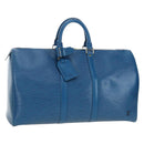 LOUIS VUITTON Epi Keepall 50 Boston Bag Blue M42965 LV Auth 189165V-1