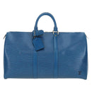 LOUIS VUITTON Epi Keepall 50 Boston Bag Blue M42965 LV Auth 189165V-13