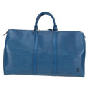 LOUIS VUITTON Epi Keepall 50 Boston Bag Blue M42965 LV Auth 189165V-2