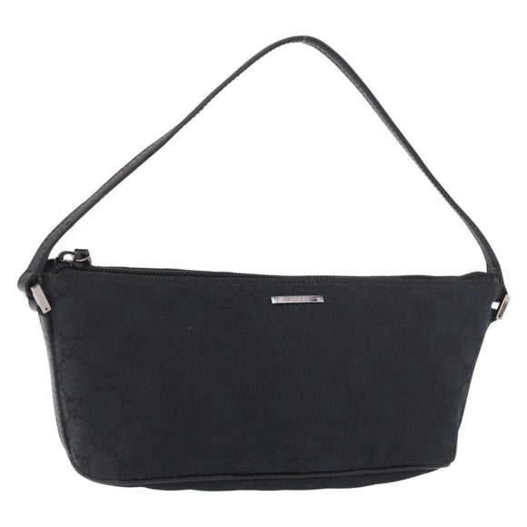 GUCCI GG Canvas Accessory Pouch Black Silver Auth 189166V