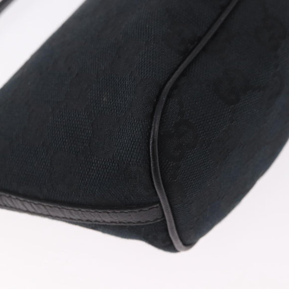 GUCCI GG Canvas Accessory Pouch Black Silver Auth 189166V