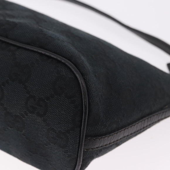 GUCCI GG Canvas Accessory Pouch Black Silver Auth 189166V