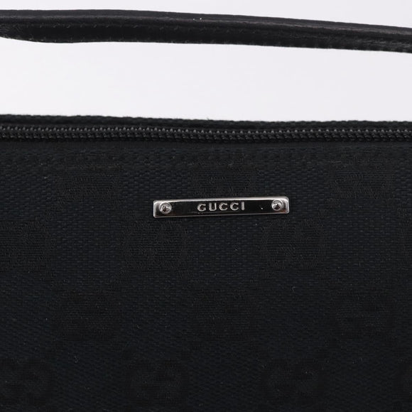 GUCCI GG Canvas Accessory Pouch Black Silver Auth 189166V