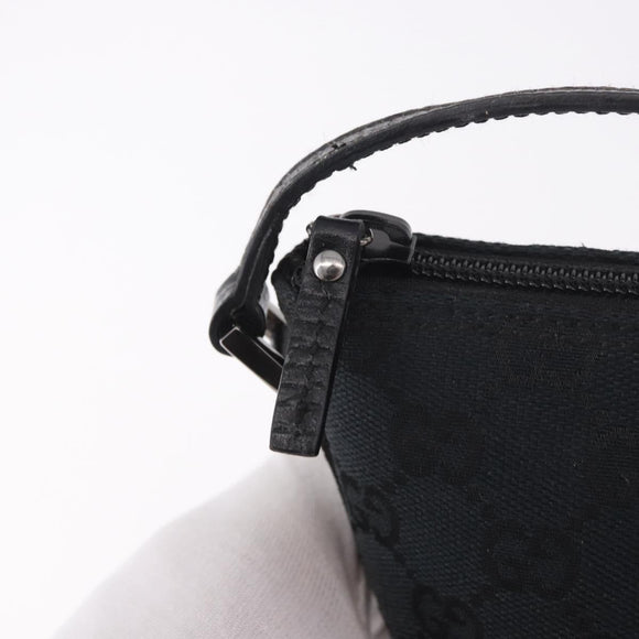 GUCCI GG Canvas Accessory Pouch Black Silver Auth 189166V