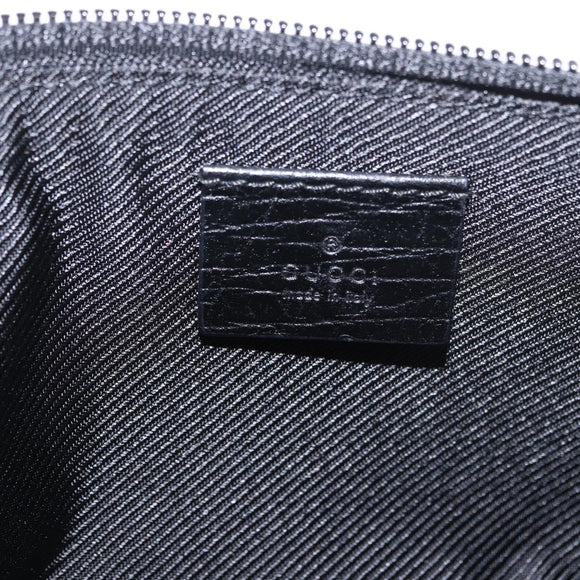 GUCCI GG Canvas Accessory Pouch Black Silver Auth 189166V