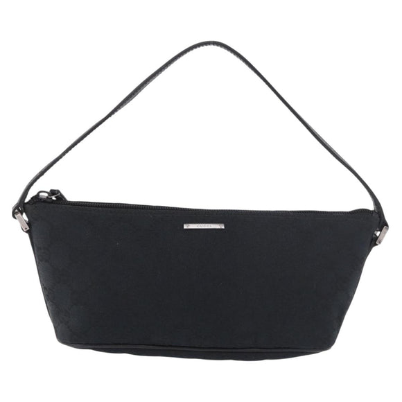 GUCCI GG Canvas Accessory Pouch Black Silver Auth 189166V