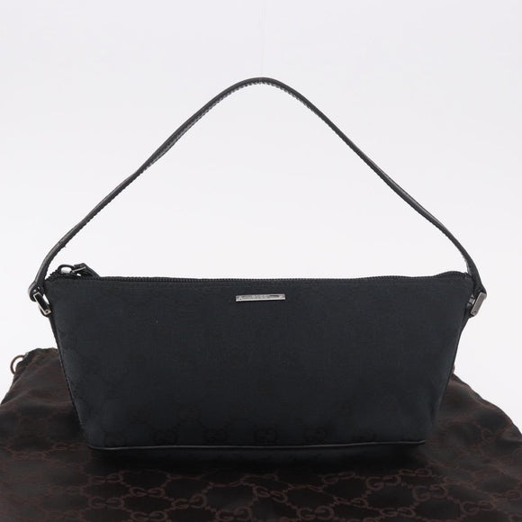 GUCCI GG Canvas Accessory Pouch Black Silver Auth 189166V