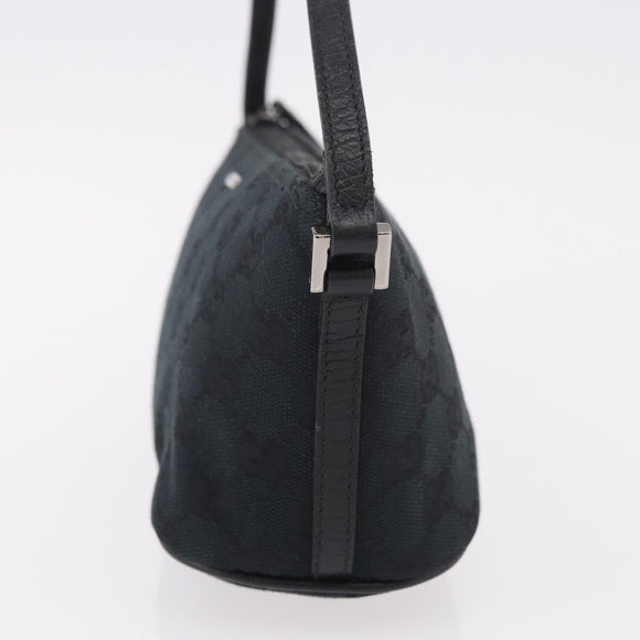 GUCCI GG Canvas Accessory Pouch Black Silver Auth 189166V
