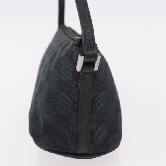 GUCCI GG Canvas Accessory Pouch Black Silver Auth 189166V