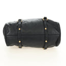 Miu Miu Ribbon Hand Bag Leather 2way Black Gold Auth 189170SAM-5