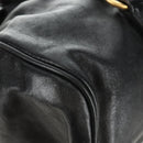Miu Miu Ribbon Hand Bag Leather 2way Black Gold Auth 189170SAM-18