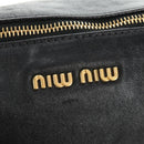 Miu Miu Ribbon Hand Bag Leather 2way Black Gold Auth 189170SAM-20