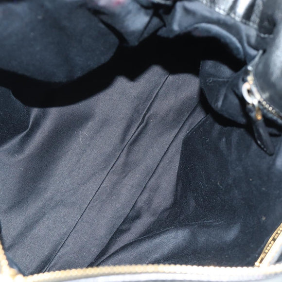 Miu Miu Ribbon Hand Bag Leather 2way Black Gold Auth 189170SAM