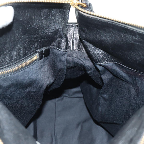 Miu Miu Ribbon Hand Bag Leather 2way Black Gold Auth 189170SAM