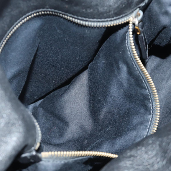 Miu Miu Ribbon Hand Bag Leather 2way Black Gold Auth 189170SAM