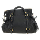 Miu Miu Ribbon Hand Bag Leather 2way Black Gold Auth 189170SAM-2