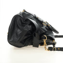 Miu Miu Ribbon Hand Bag Leather 2way Black Gold Auth 189170SAM-4