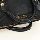 Miu Miu Ribbon Hand Bag Leather 2way Black Gold Auth 189170SAM-7