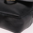CELINE Circle Shoulder Bag Leather Black Gold Auth 189175-15