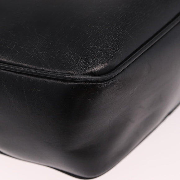 CELINE Circle Shoulder Bag Leather Black Gold Auth 189175