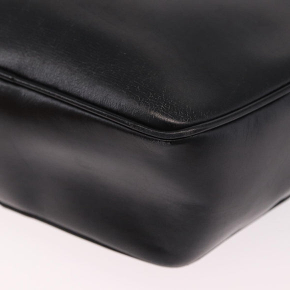 CELINE Circle Shoulder Bag Leather Black Gold Auth 189175