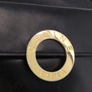 CELINE Circle Shoulder Bag Leather Black Gold Auth 189175-18