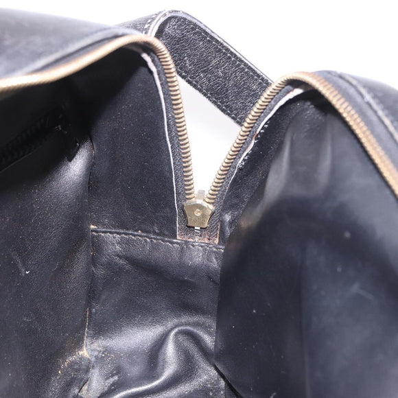 CELINE Circle Shoulder Bag Leather Black Gold Auth 189175