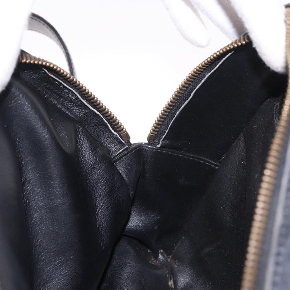 CELINE Circle Shoulder Bag Leather Black Gold Auth 189175