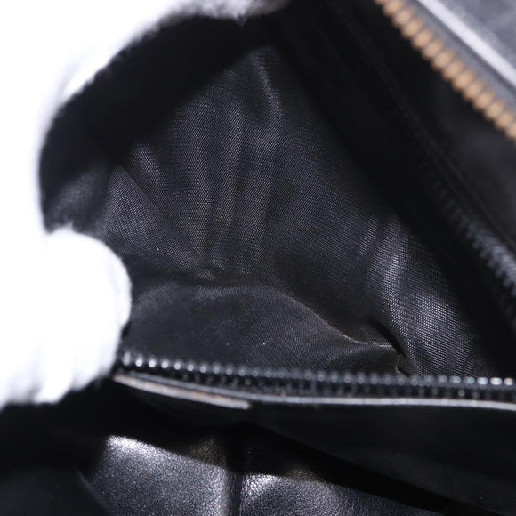 CELINE Circle Shoulder Bag Leather Black Gold Auth 189175