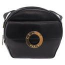 CELINE Circle Shoulder Bag Leather Black Gold Auth 189175-13