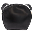 CELINE Circle Shoulder Bag Leather Black Gold Auth 189175-2