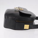 CELINE Circle Shoulder Bag Leather Black Gold Auth 189175-3