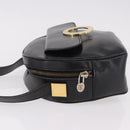 CELINE Circle Shoulder Bag Leather Black Gold Auth 189175-4