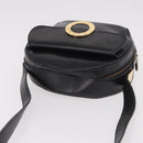 CELINE Circle Shoulder Bag Leather Black Gold Auth 189175-6