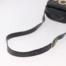 CELINE Circle Shoulder Bag Leather Black Gold Auth 189175-7