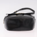 CELINE Circle Shoulder Bag Leather Black Gold Auth 189175-5
