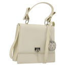 Salvatore Ferragamo Gancini Shoulder Bag Leather 2way White Silver Auth 189177A-1