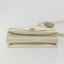 Salvatore Ferragamo Gancini Shoulder Bag Leather 2way White Silver Auth 189177A-11