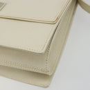 Salvatore Ferragamo Gancini Shoulder Bag Leather 2way White Silver Auth 189177A-12