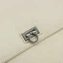 Salvatore Ferragamo Gancini Shoulder Bag Leather 2way White Silver Auth 189177A-16