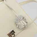 Salvatore Ferragamo Gancini Shoulder Bag Leather 2way White Silver Auth 189177A-17