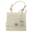 Salvatore Ferragamo Gancini Shoulder Bag Leather 2way White Silver Auth 189177A-2
